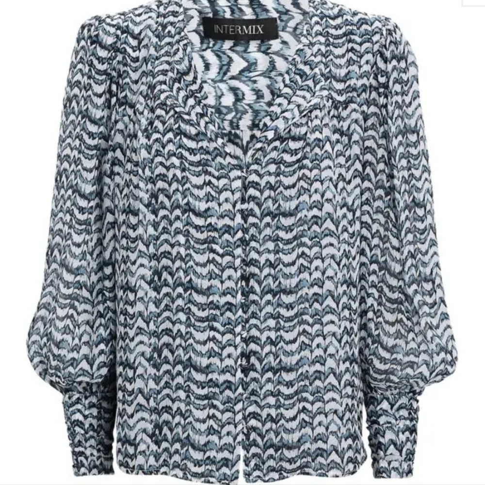 Intermix Womens Long Sleeve Silk Blouse Size Large
